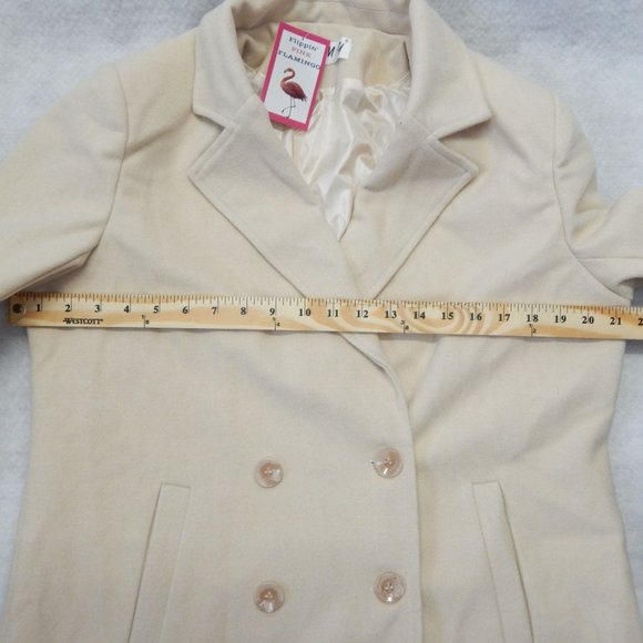 Pea Coat Women's Mid Length Cream Dress Size M - Picture 6 of 10